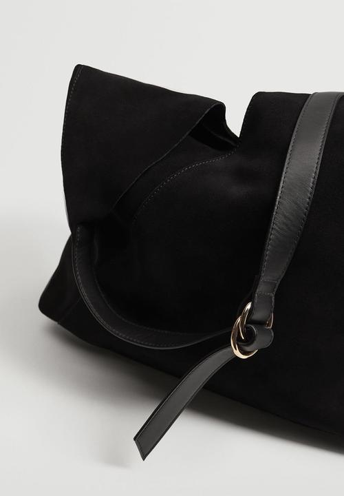 MANGO - Leather bucket bag - black