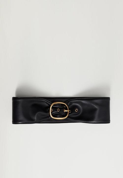 MANGO - Rounded buckle belt - black