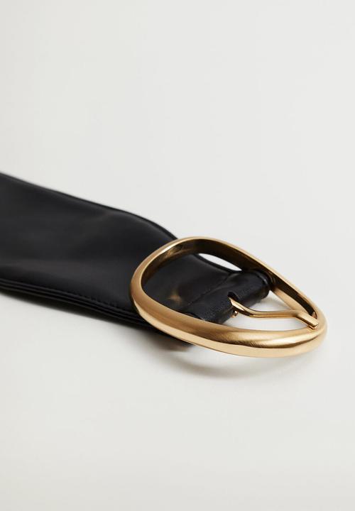 MANGO - Rounded buckle belt - black