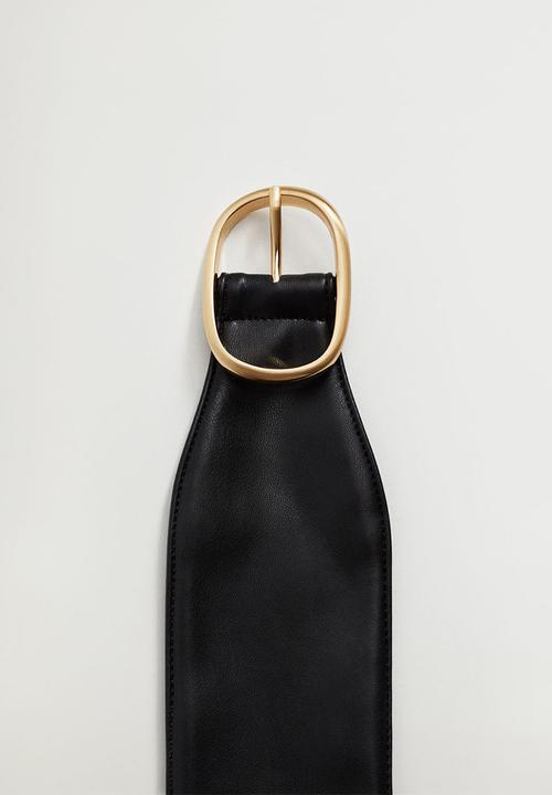 MANGO - Rounded buckle belt - black