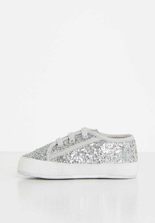 SUPERGA - 4006 glitter infants lace up - grey silver