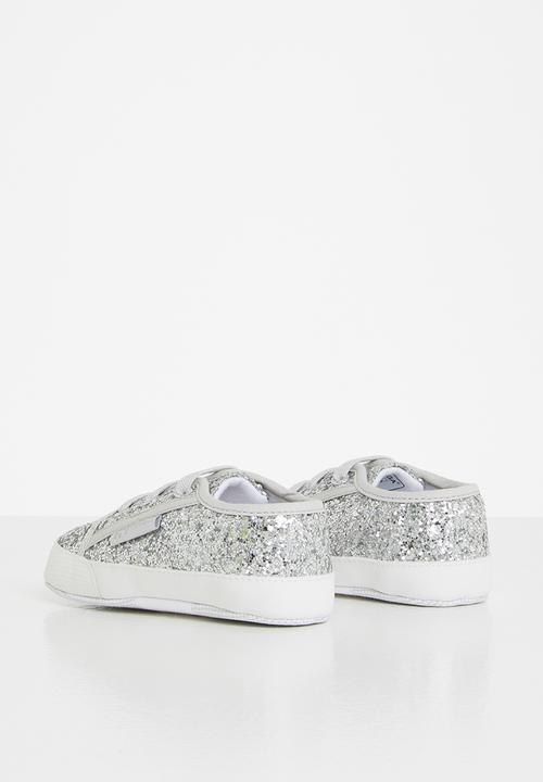 SUPERGA - 4006 glitter infants lace up - grey silver
