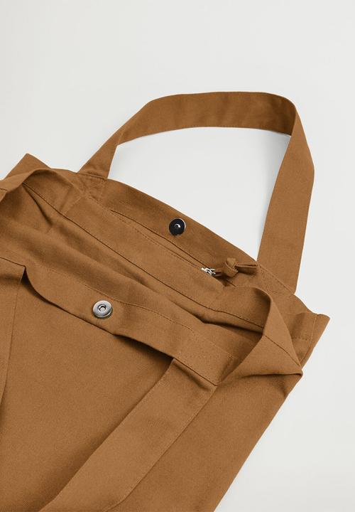 MANGO - Cotton shopper bag - medium brown