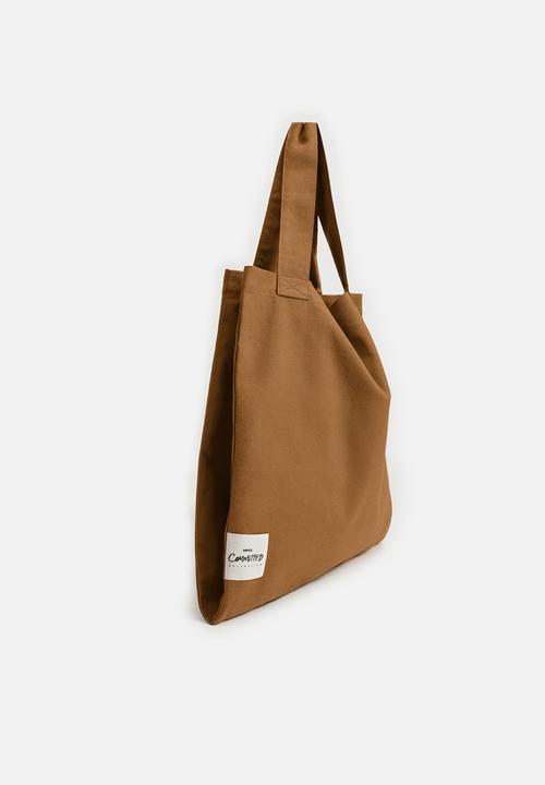 MANGO - Cotton shopper bag - medium brown