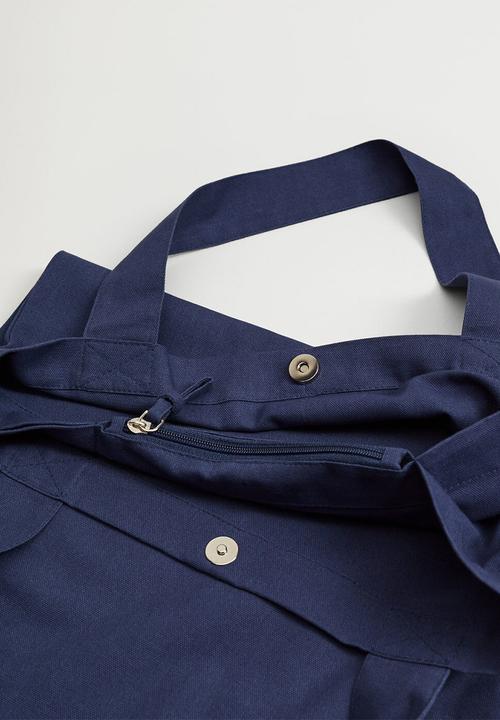 MANGO - Cotton shopper bag - blue