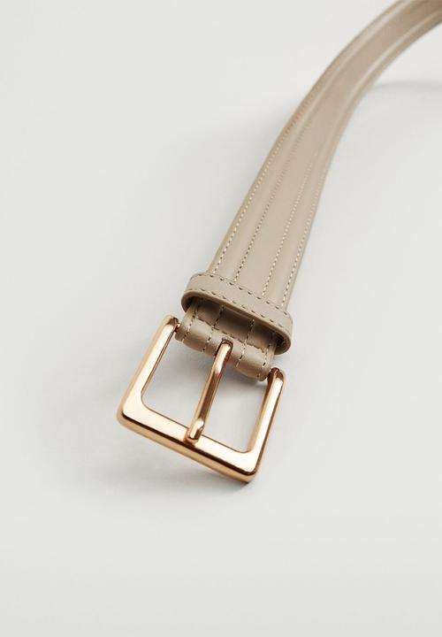 MANGO - Metal buckle belt - ecru