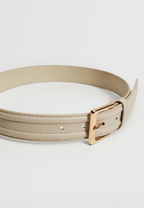 MANGO - Metal buckle belt - ecru