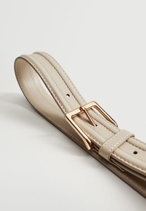 MANGO - Metal buckle belt - ecru