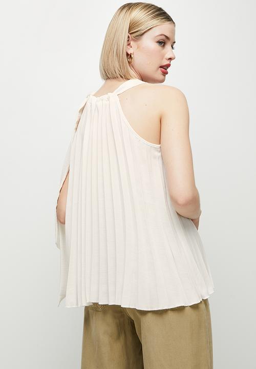 MILLA - Pleated halter blouse - white 