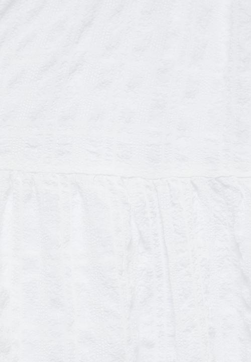 MILLA - Wrap bodice square neck dress - white