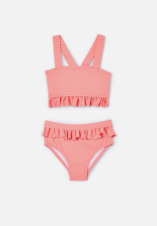 Cotton On - Polly ruffle tankini - retro coral