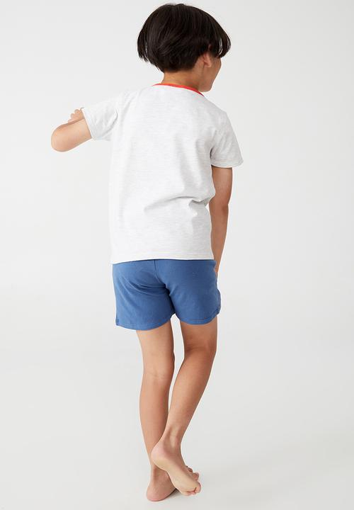 Cotton On - Hudson short sleeve pyjama set licensed - lcn mar spiderman spider/summer grey marle