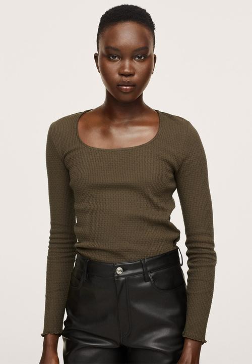 MANGO - T-shirtnaty - beige/khaki
