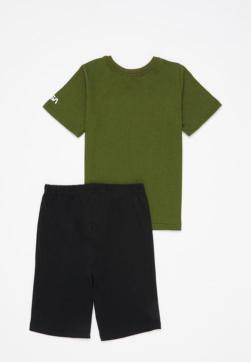 Superbalist Kids - NASA tee & shorts pj set - olive & black