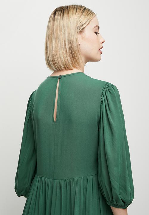 edit - Pleat detail tiered maxi dress - green