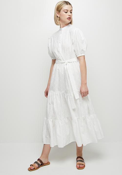 edit - Dobby voile belted shirt dress - white