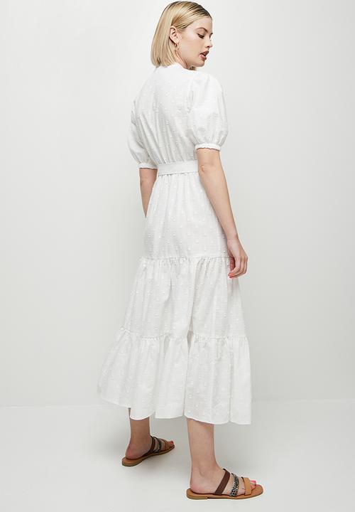 edit - Dobby voile belted shirt dress - white