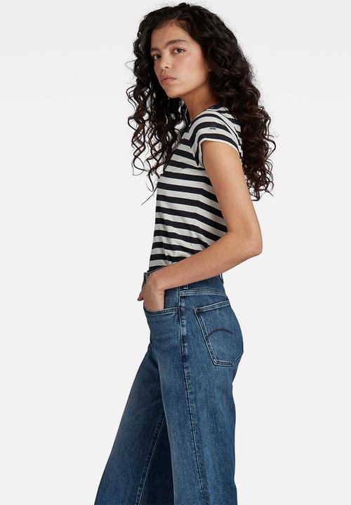 G-STAR - Eyben slim v short sleeve top - milk/salute