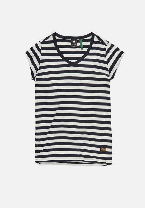 G-STAR - Eyben slim v short sleeve top - milk/salute