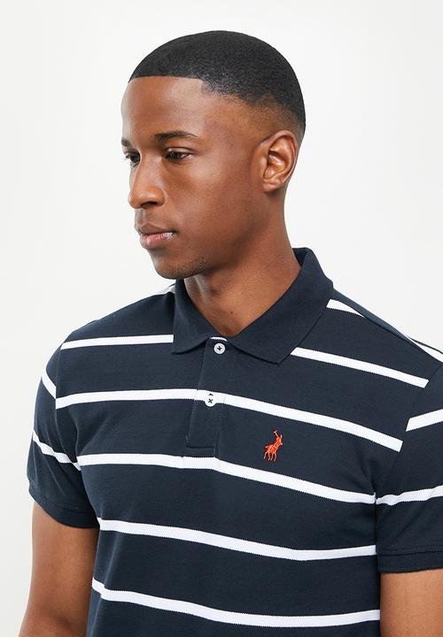 POLO - Reed stripe short sleeve golfer - navy