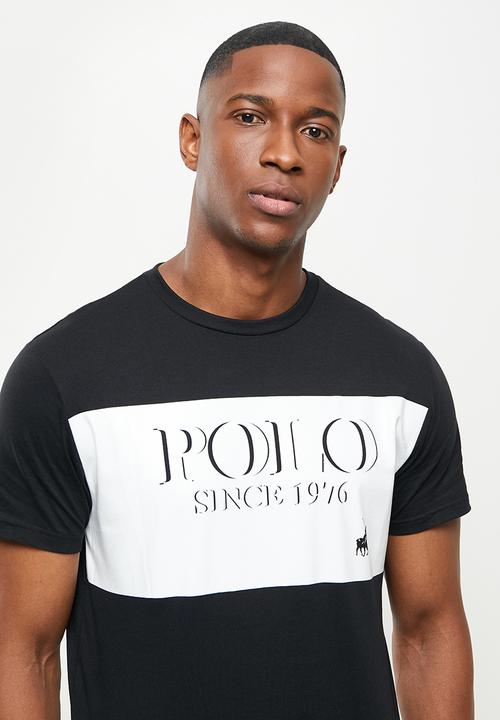 POLO - Byron block print ss tee - black