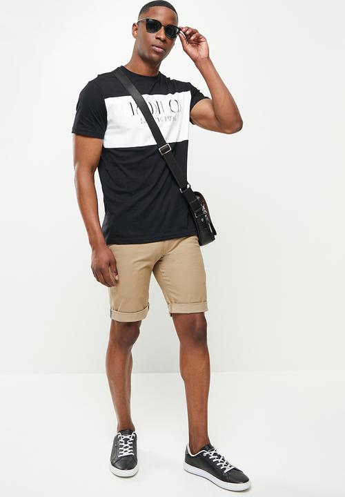 POLO - Byron block print ss tee - black