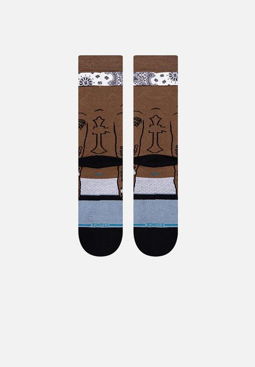 Stance Socks - Tupac resurrected socks - brown