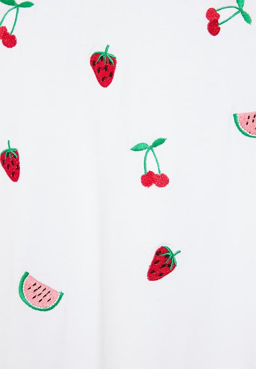 Me&B - Embroidered fruit tee - white