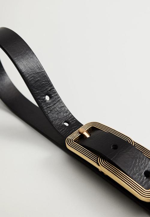 MANGO - Double buckle belt - black