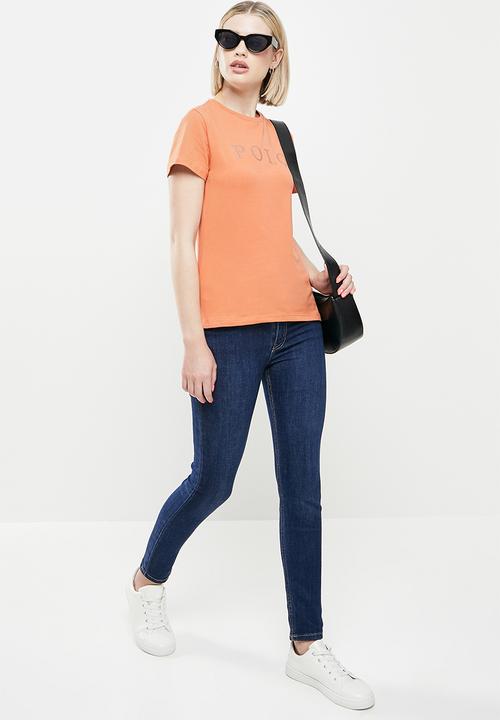 POLO - Cassie short sleeve nailhead logo T-shirt - peach