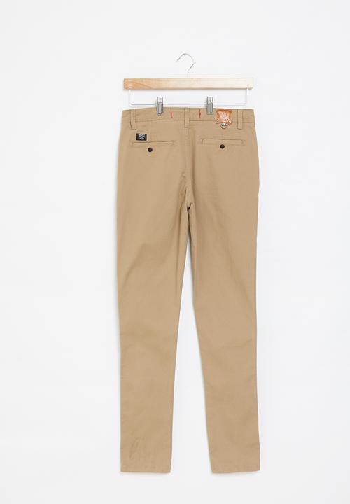 SOVIET - B morata fashion chino with rips - khaki