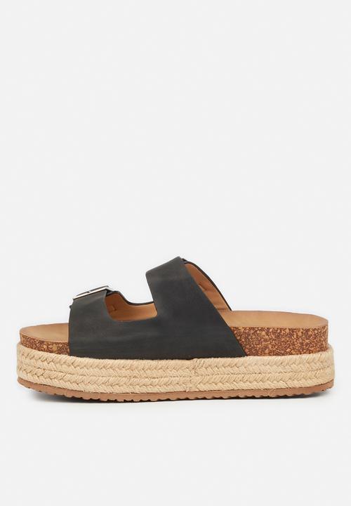 Butterfly Feet - Aloe 1 espadrille flatform sandal - black