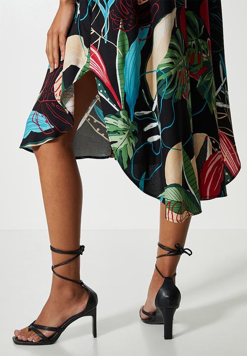 VELVET - Mandarin collar kaftan dress - tropical multi