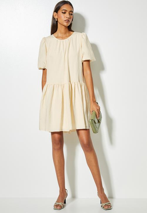 VELVET - Voluminous tiered mini dress - cream
