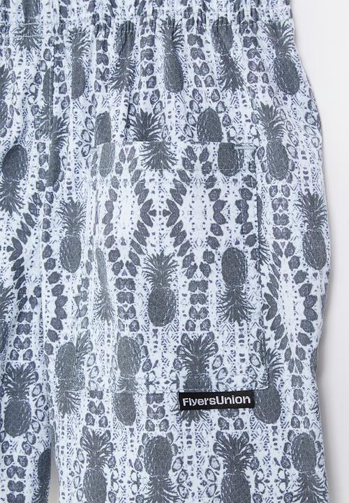 Flyersunion - Printed stretch volley short - blue