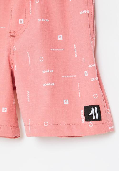 Flyersunion - Printed stretch volley short - pink