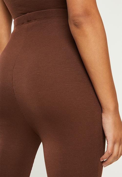 Missguided - Petite 2 pack rib flare 2 pack - brown & black 