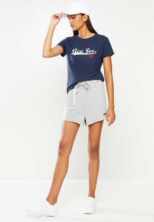 Aca Joe - Ladies aca joe embroidered & printed sj t-shirt - navy
