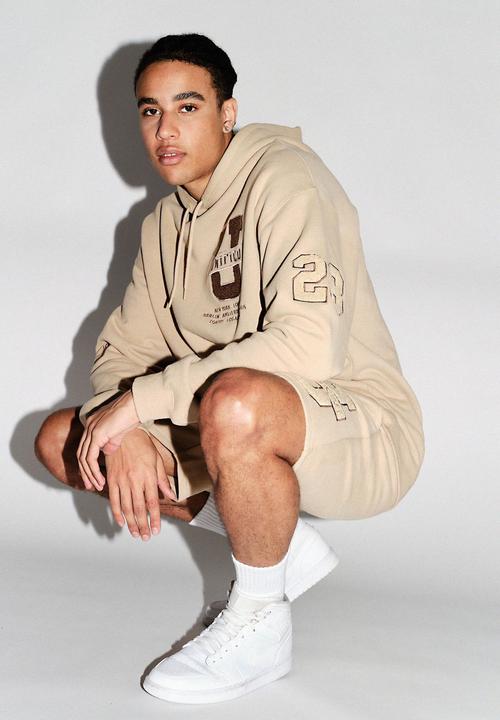 Factorie - Premium oversized graphic hoodie - almond/unified
