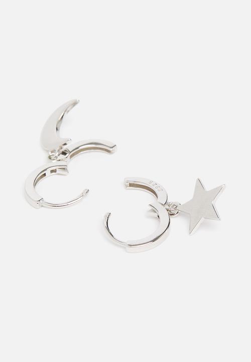 Superbalist - Sterling silver star & half moon earring set - silver