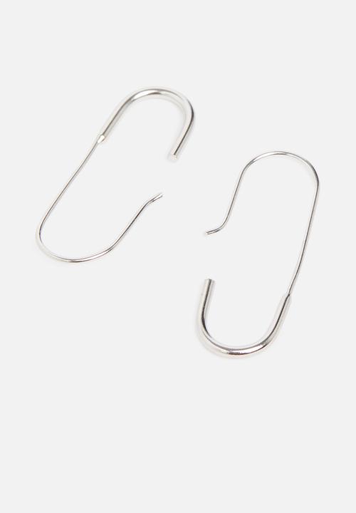 Superbalist - Sterling silver oval hoop earrings - silver