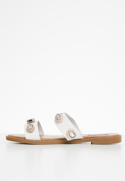 Madison® - Maggie double strap jewelled sandal - white