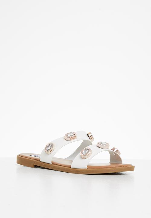 Madison® - Maggie double strap jewelled sandal - white