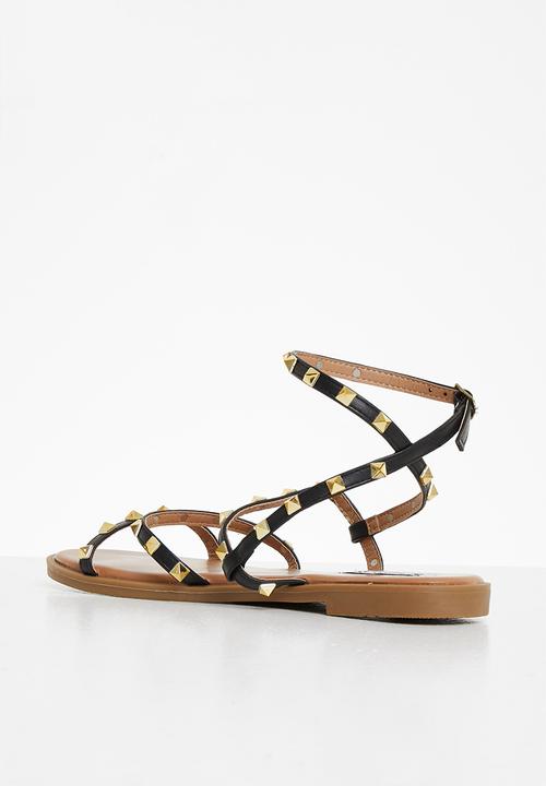 Madison® - Mariska studded ankle strap sandal - black
