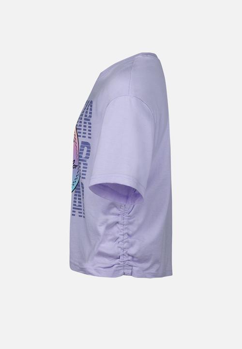 Converse - Converse short sleeve ruched knit top  - violet frost