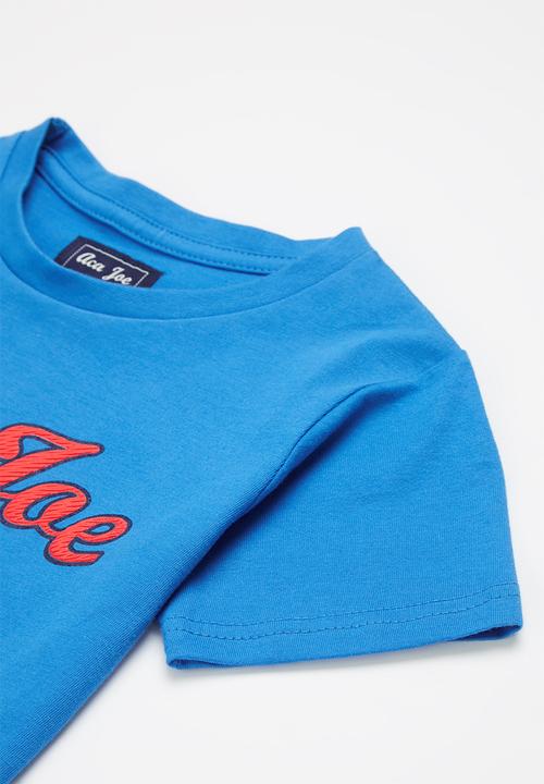 Aca Joe - Boys aca joe hs & flat print t-shirt - navy/ blue