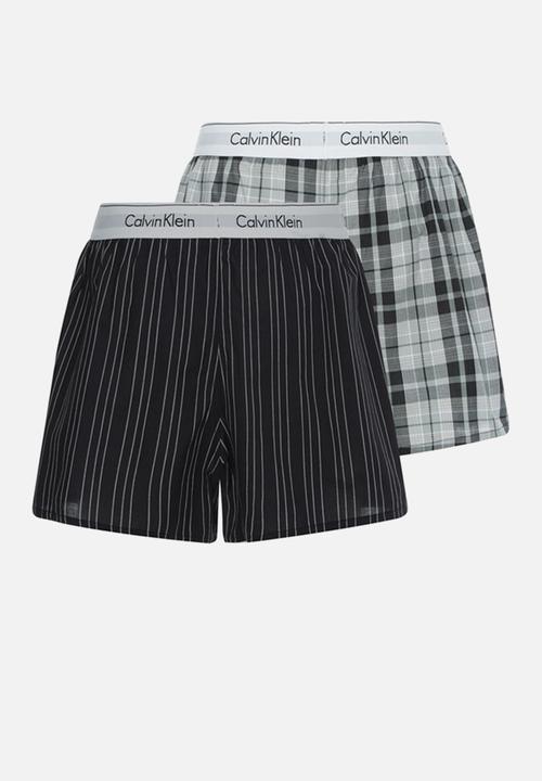 Calvin Klein - Woven boxer slim 2 pack - ryan stripe d well/ hickory plaid b