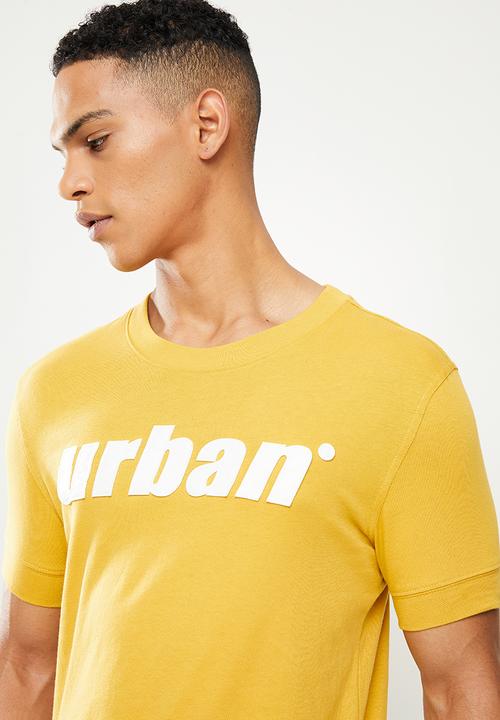 urban° - Urban oversized logo print short sleeve tee - yellow