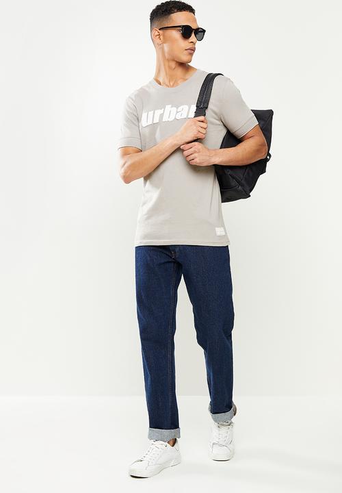urban° - Urban oversized logo print short sleeve tee - grey