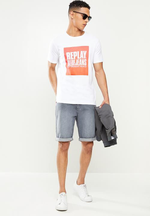 Replay - Square printed tee - white